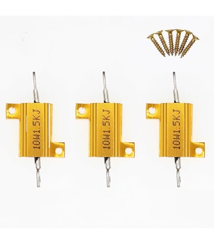 PATIKIL Resistori In Alluminio 25W 15 Ohm - 5 Pezzi Con Alloggiamento E Viti, Tolleranza 5% Per Elettronica E Inverter (Dorato)