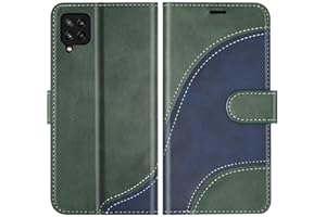 BoxTii Hülle für Galaxy M32, PU Leder Handyhülle für Samsung Galaxy M32, Ledertasche Klapphülle Schutzhülle mit Kartenfächer und Magnetverschluss, Grün
