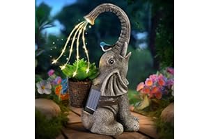 Eletorot Elephant Gifts for Women: Garden Ornaments Statue Outdoor Decorations Watering Solar LED Lights, Christmas Birthday Gifts for Mum Nan Grandma