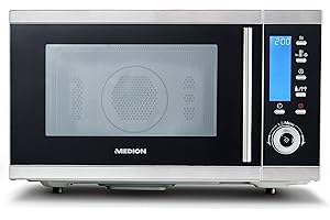 MEDION Microondas MD 15501 4 en 1, microondas con grill de 25 L de espacio interior de cocción y 10 programas automáticos, combinación de microondas, horno y doble grill
