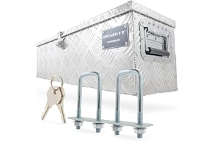 HASKYY Transportlåda verktygslåda Aluminiumlåda 37 L låsbar durkplåtslåda 80 x 22 x 22 cm med 3 nycklar, verktygslåda för slä