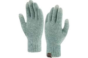 ZASFOU Damskie zimowe rękawiczki do ekranów dotykowych na zimną pogodę, ciepła przędza z recyklingu, elastyczna mankiet, rękawiczki z podszewką polarową