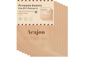 ROBOTIME Contreplaqué Acajou 3mm Lot de 6 Planche Bois Brut Bouleau Panneau Feuille Découpe Pyrogravure Gavure Laser Bois Rectangulaire