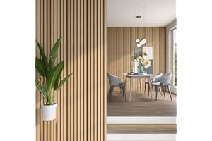 NEU.HOLZ Set di 5 Pannelli Murali 3D Decorativi per Parete e Soffitto Rivestimento Murale con Doghe in Polistirolo - Effetto Rovere Chiaro