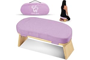 Monk & Llama Meditation Bench - Foldable, Ergonomic, Bamboo Kneeling Stool with Extra Comfortable Cushion — Perfect Seiza Bench Meditation Stool Chair for Prayer & Travel - Deeper & Enjoyable Sessions