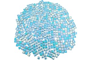 BTMIEY 500 g di tessere quadrate in ceramica per mosaico, 500 pezzi, 1 x 1 cm, realizzate a mano, creative, per gli amanti, progetti di mosaico fai da te e decorazioni per la casa (blu cielo iridescente)