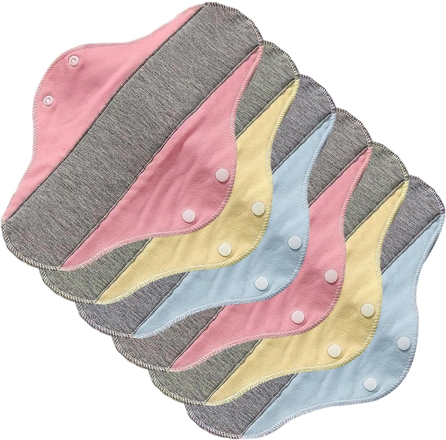 Almohadillas reutilizables para incontinencia | Compresas menstruales reutilizables | Bloc notas época | Compresas sanitarias algodón multicolor 6 piezas | Protectores bragas lavables para mujeres