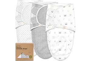KeaBabies Sacchi per il Sonno per neonati Organici - 3-Pack Swaddles 0-3 Mesi - Ergonomico - (Nordic)
