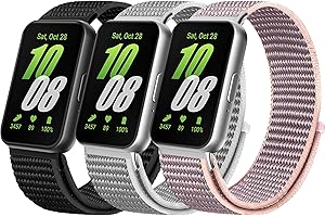 Laband Sport Nylon Watch Band Compatible with Samsung Galaxy Fit 3 Bands, Soft Loop Breathable Adjustable Replacement Strap for Galaxy Fit 3 Women Men