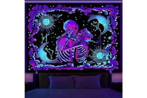 PHUNAT Blacklight Tapestry, Skull Lover Tapestry for Wall Hanging, Tapestry for Bedroom Aesthetic, W150xH130CM/W59.1"×H51.2 (SKULL LOVER)