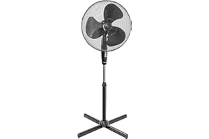 Bestron Ventilateur sur pied avec trois niveaux de vitesse, Ventilateur avec fonction oscillation à 75° & hauteur réglable jusqu'à 122 cm, Ø 45 cm, 45 Watts, ASV45Z, Couleur: noir