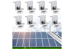 HaploS 8 Pièces Supports de Panneau Solaire 30 mm en Alliage D'aluminium, Pinces D'extrémité pour Panneau Solaire avec Vis en Z, Support de Pince à Bord pour Module Solaire