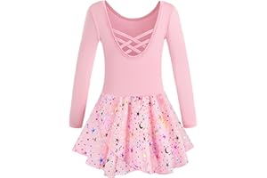 Mulnall Girls Ballet Leotards Dance Tutu Skirt Toddlers Dance Outfit Training Wear Dress Criss Cross Straps Back Shiny Sequin