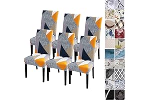 papasgix Coprisedie con Schienale 6 Pezzi,Fodere per Sedia per Sala da Pranzo Elasticizzato,Lavabile Estraibile,Moderna Copertura della Sedia per Soggiorno,Cucina,Hotel,Ristorante(Arancia,6 Pezzi)