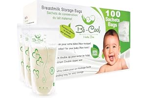 BB-COOL Sachets de Conservation du Lait Maternel, Lot de 100 Sacs de Conservation Pré-stérilisés Sans BPA, 210ml