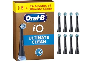 Oral-B iO Ultimate Clean Original Electric Toothbrush Heads, Black - Pack of 8, Replacement Heads with Angled Bristles for De