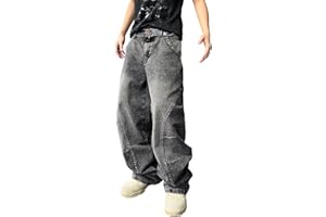 Zewool Jeans Baggy pour Homme avec Coutures Irrégulières – Pantalons en Denim Large Y2K Hip Hop Mode Casual Streetwear