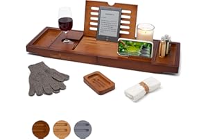 Temple Spring Plateau Baignoire Bois, Accessoires Salle De Bain Bambou, Tablette Baignoire, Plateau De Bain, Spa Bath Bridge - Brun Bois