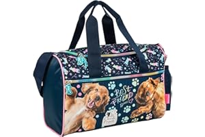RAGUSA-TRADE Kindertasche Sporttasche Reisetasche Hund Welpen Hündchen, Jungen Mädchen Kinder, blau, 35 x 21 x 15 cm, 10 Liter