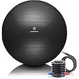BODYMATE Palla da Ginnastica, Fitness, Yoga, Core Training con E-Book Gratuito e Pompa, Nero-anthracite