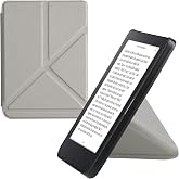 kwmobile Protective Case for Kobo Clara 2E / Tolino Shine 4 Faux Leather Case - eReader Flip Case with Auto Sleep Function - Cover with Stand - Silver