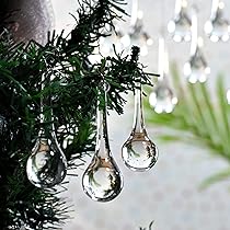 IndianShelf 20 Clear Glass Christmas Ornaments for Tree- Teardrop