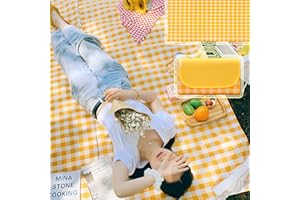 TFSZE 300 * 200CM Couverture Pique Nique,Nappe Pique Nique,Tapis Pique Nique, Pliable avec Poignée,Convient pour la Randonnée Voyage Camping en Plein Air,Parc,Le Jardin, Le Plage, Le Camping(Jaune)