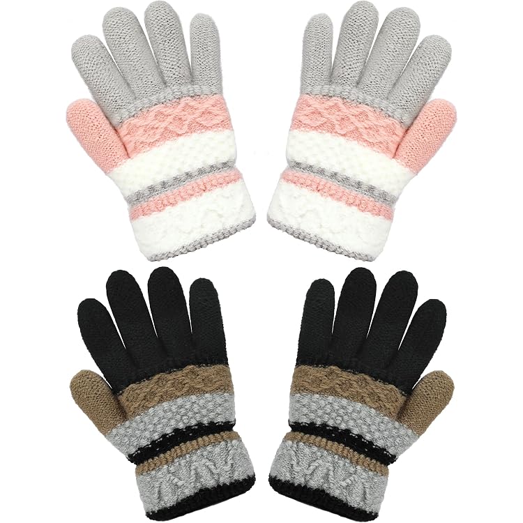 DKDDSSS 3 Paia Guanti In Maglia Elasticizzata Per Bambini, In Pile Caldi Invernali, Modello Gattino, Per Ragazzi E Ragazze 3-8 Anni - 11