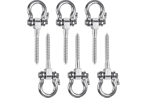 SELEWARE Lot de 6 Crochets Robustes pour balançoire à 180°, Support à vis en Acier Inoxydable, capacité de 816,5 kg, pour Aire de Jeux, Yoga, hamac, Corde, Sac de Sable, Sac de Frappe, Porche