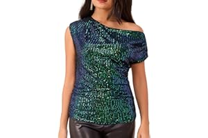 GRACE KARIN Women Elegant Sequin Tops Party Glitter Ruched Wrap Tops Sparkly Blouse