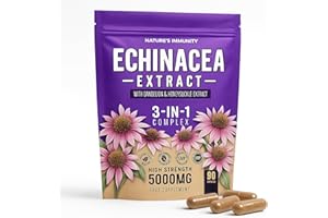 NATURE'S IMMUNITY Echinacea Capsules High Strength - 5000mg Echinacea with Dandelion & Honeysuckle - Food Supplement - Vegan - one a Day - 90 Capsules per Pack (1 Single Pack)