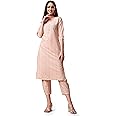 EthnicJunction Women's Cotton Woven Striped Summer Offie Wear Straight Kurta with Pant Set | Kurta Set for Women | Kurta | Ethnic Set | 3/4 Sleeve | Co-ord Set for Women Stylish