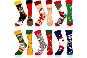 Vleuexe Calcetines Termicos,6 pares calcetines divertidos Unisex Calcetines Mujer Navideños,Regalos Originales para Mujer,calcetines algodon Coloridos,Cómodos y Suaves,37-44.
