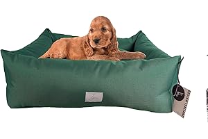Ligo Buddy - Cuccia per cani Lettino per cani idrorepellente realizzata a mano in Italia. Cuscino per Cane tessutorobusto per l'uso interno ed esterno. (S: 70 X 65 cm, VERDE SCURO)