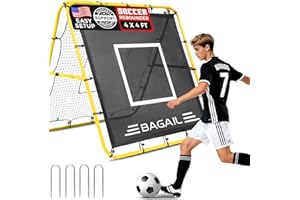 BAGAIL Rete Rebounder Doppio Lato, Pali Dipinti Rinforzati, Angoli Regolabili, Struttura Foderabile, Rete Rebound con Target per Allenamento Abilità, Obiettivi Calcio Portatili per Giardino