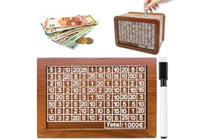 HELOVGE Spardose Holz, Sparschwein,Sparbox mit Zähler zum Ankreuzen Wiederverwendbare, spardose aus Holz Sparschwein aus Holz,für Erwachsene und Kinder mit Sparziel