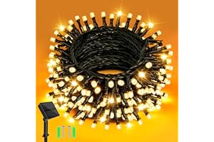 Dalugo Solarny łańcuch świetlny do użytku na zewnątrz 5 m, 50 diod LED, ciepła biel, 8 trybów pracy, IP65, wodoszczelny, solarny łańcuch świetlny na zewnątrz, odporny na warunki atmosferyczne, do