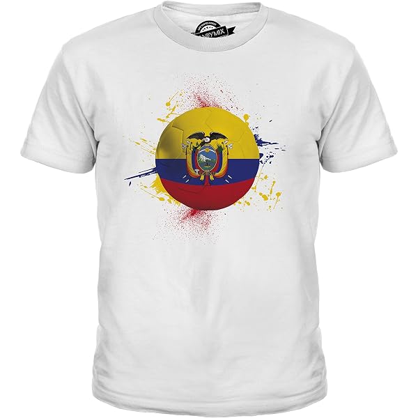 T-shirt Enfant Équateur Football - 100% Coton, Coupe Standard - Taille 2 à 12 Ans - Unisexe Garçon Fille