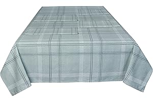 Sleepdown Dekoracyjny obrus w kratkę z nadrukiem 100% bawełny pół panama na stół jadalny - trwały, odporny na plamy obrus - zielony - 137 cm x 178 cm