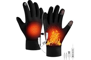 KQLHLHDYZ USB Heated Gloves, Winter Warm Heated Gloves for Men Women, Full Finger Heating Gloves, Winter Touchscreen Gloves 3 Levels Temperature Adjustable Warm Gloves for Outdoor Skiing Cycling Hiking