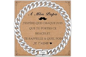 Astellea Personnalisation Hommes Gourmette Bracelet Acier Inoxydable Name Bracelet Mode Punk Hip Hop Cadeau Fête des Pères Anniversaire Noël Saint Valentin Cadeau