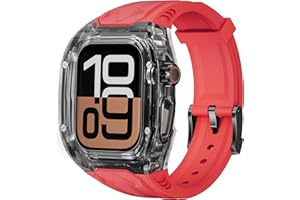 VEVEXIAO Transparent Rugged Case with Band Compatible with Apple Watch Series 10 42mm Band, Luxury Crystal Clear Military Protective Cover Bumper Tactical for iWatch Series 10 Strap