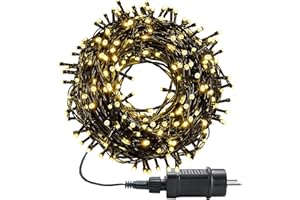 MOLVCE Łańcuch świetlny LED na zewnątrz i wewnątrz, ciepła biel, łańcuch świetlny z 8 trybami świecenia + timer + funkcja pamięci, wodoszczelny, na choinkę, imprezę, wesele, balkon, 30 m, 300 diod LED