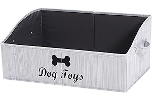 Geyecete Trapezoidale Contenitori per Giocattoli per Cani,Scatola per Giocattoli per Cani,Portagiochi Cani,Pieghevole organizzatore di Abbigliamento e Accessori per Animali Domestici-bambù Grigio
