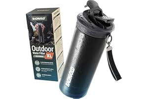 Bachgold Water Filter Camping [800 ml]- XL Portable Water Filter Hiking & Backpacking - Water Purification Bottle Clean Water in Seconds for Outdoor & Survival Adventures