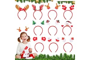 HGRGHH 10 Stück Haarreif Weihnachten, Weihnachtshaarreifen Erwachsene, Haarreifen Weihnachten, Weihnachts Haarreif, Rentier Haarreif, Weihnachts Kopfschmuck mit 10 Designs für Kinder Erwachsene