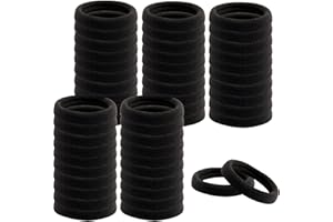 ‎HUAJIAO 100 Stück Haargummis Schwarz, 4.5cm Baumwolle Haargummi Elastische Schwarz Haargummis für Damen Frauen Mädchen Männer Dutt