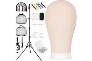 Fernlandia 160cm Perückenständer mit 56cm Perückenkopf, Leinwand Perücke Kopf Stand mit Mannequin Kopf für Perücken Manikin Kopf Block Set für Perücken Making Display