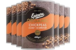Epicure Organic Chickpeas in Water, No Added Salt, 400 g (Pack of 6)