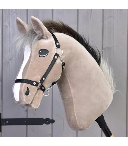 Ensemble Licol Et Longe Pour Hobby Horse - Licol A3 Réglable Avec Fourrure Blanche + Corde Tressée - Sans Le Cheval